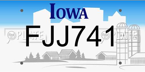 FJJ741 Iowa License Plate