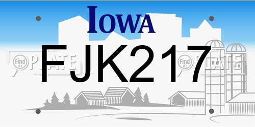 FJK217 Iowa License Plate