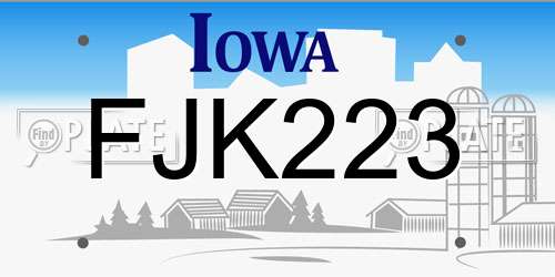 FJK223 Iowa License Plate