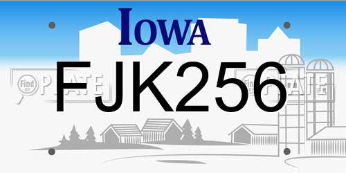 FJK256 Iowa License Plate