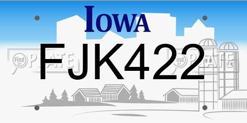 FJK422 Iowa License Plate
