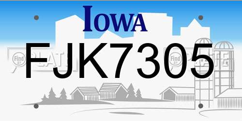 FJK7305 Iowa License Plate