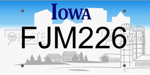 FJM226 Iowa License Plate