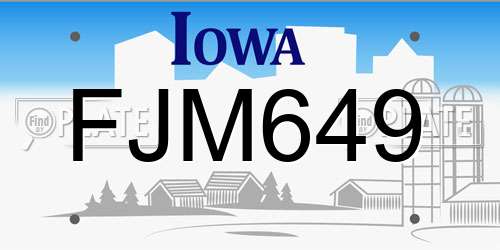 FJM649 Iowa License Plate