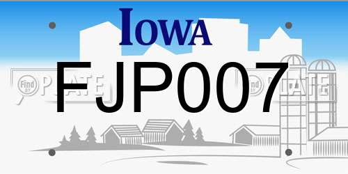 FJP007 Iowa License Plate