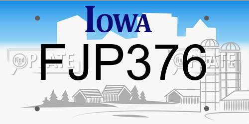 FJP376 Iowa License Plate