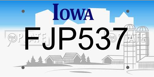 FJP537 Iowa License Plate