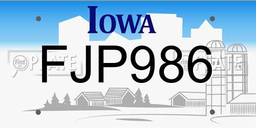 FJP986 Iowa License Plate
