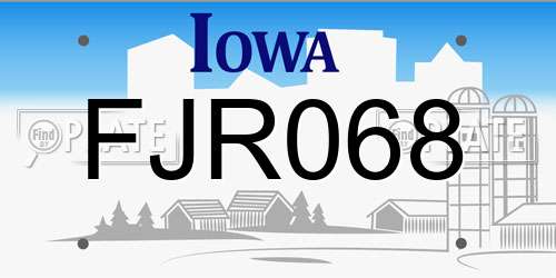 FJR068 Iowa License Plate