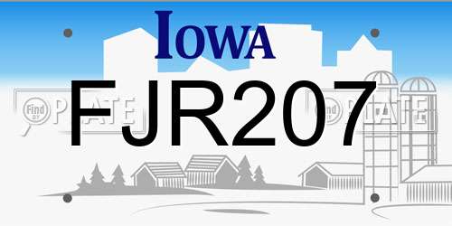 FJR207 Iowa License Plate
