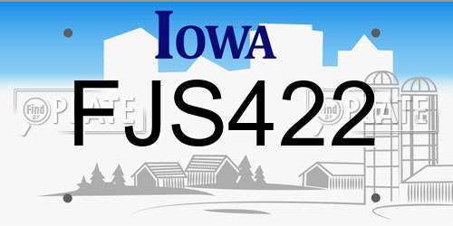 FJS422 Iowa License Plate