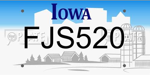 FJS520 Iowa License Plate
