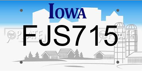 FJS715 Iowa License Plate