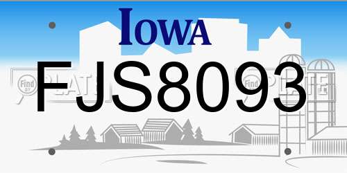 FJS8093 Iowa License Plate