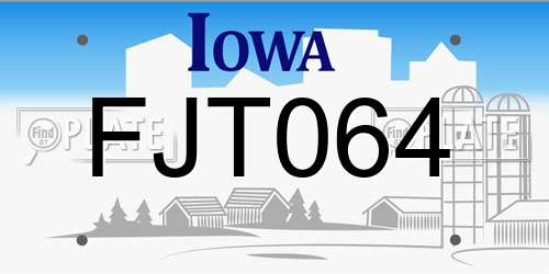 FJT064 Iowa License Plate