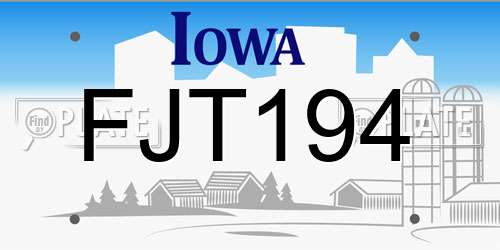 FJT194 Iowa License Plate