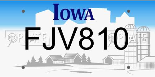 FJV810 Iowa License Plate