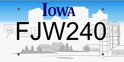 FJW240 Iowa License Plate