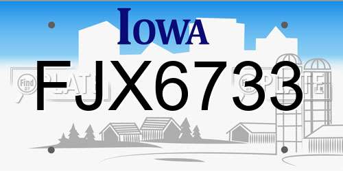 FJX6733 Iowa License Plate