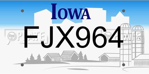FJX964 Iowa License Plate