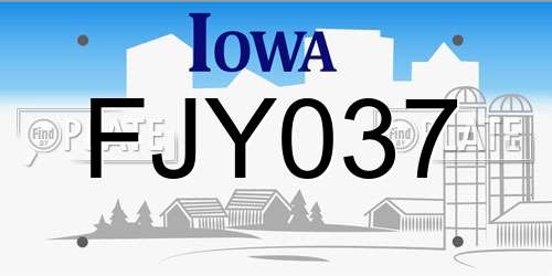 FJY037 Iowa License Plate
