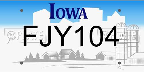 FJY104 Iowa License Plate