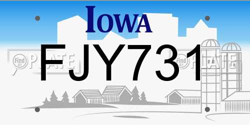FJY731 Iowa License Plate