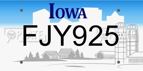 FJY925 Iowa License Plate