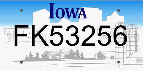 FK53256 Iowa License Plate