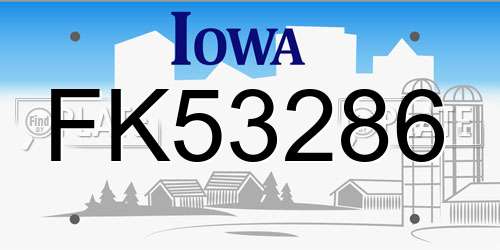 FK53286 Iowa License Plate