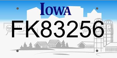FK83256 Iowa License Plate