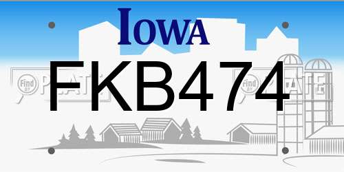 FKB474 Iowa License Plate
