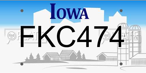 FKC474 Iowa License Plate