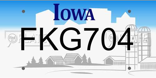 FKG704 Iowa License Plate