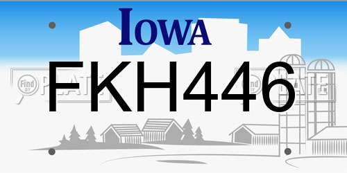 FKH446 Iowa License Plate