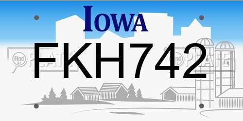 FKH742 Iowa License Plate