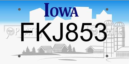 FKJ853 Iowa License Plate