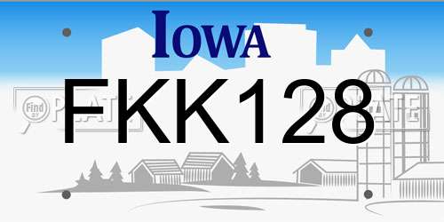 FKK128 Iowa License Plate