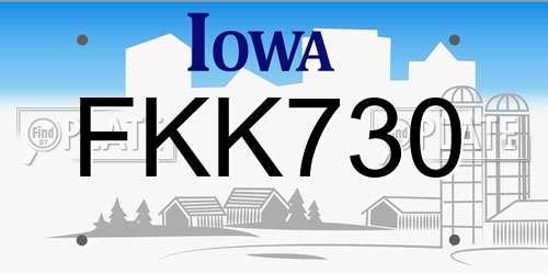 FKK730 Iowa License Plate