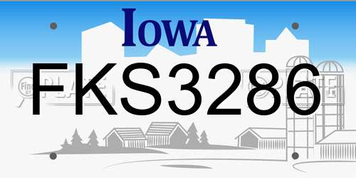 FKS3286 Iowa License Plate