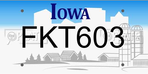 FKT603 Iowa License Plate