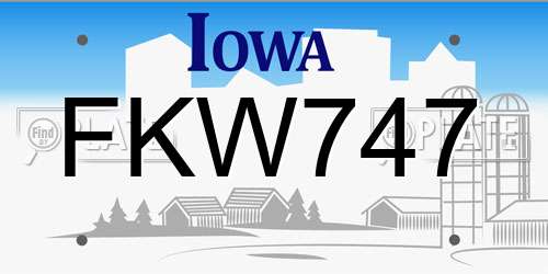 FKW747 Iowa License Plate