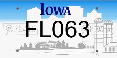 FL063 Iowa License Plate