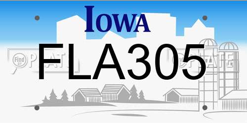 FLA305 Iowa License Plate