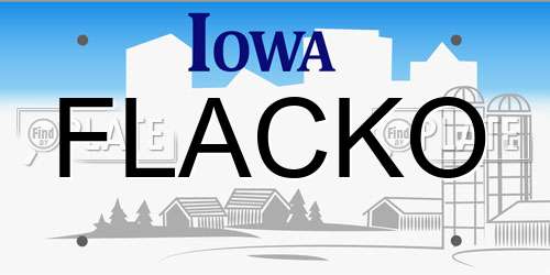 FLACKO Iowa License Plate