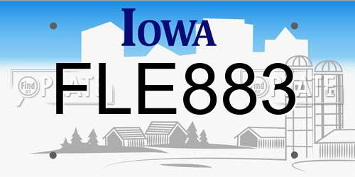 FLE883 Iowa License Plate