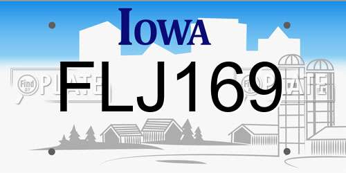 FLJ169 Iowa License Plate