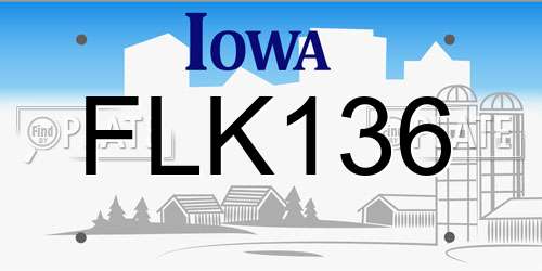 FLK136 Iowa License Plate