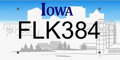 FLK384 Iowa License Plate