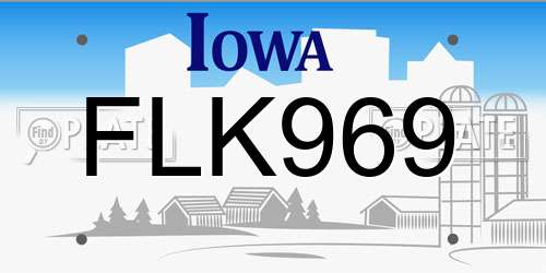FLK969 Iowa License Plate